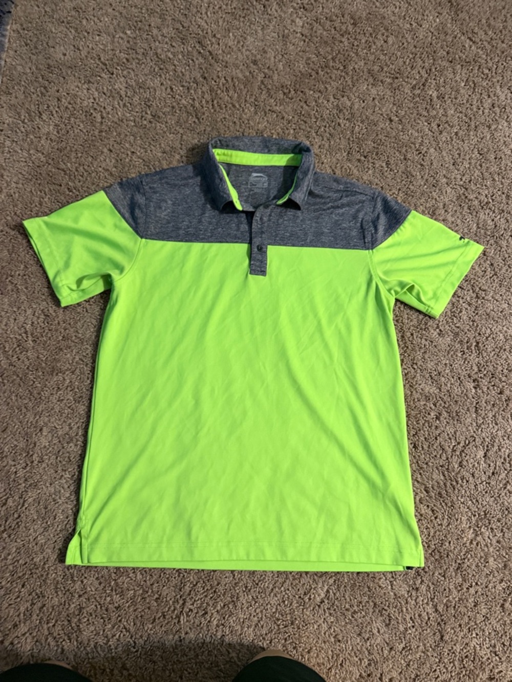 Men's Two-Tone Neon Green & Charcoal Polo Shirt
